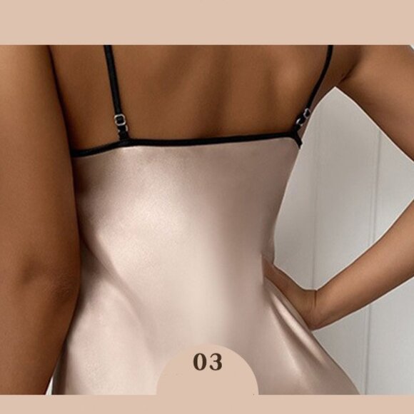 2/$30 Lingerie Silk Satin Chemise Slip Dress Babydoll Sleepwear Champagne Gold - Picture 6 of 7